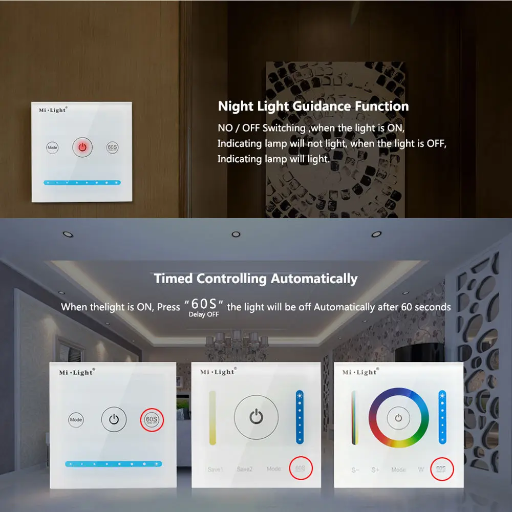Milight Smart Панель LED контроллер Цвет Температура CCT приглушить RGBW RGB CCT светодиодный сенсорный переключатель привело диммер для Светодиодные полосы свет