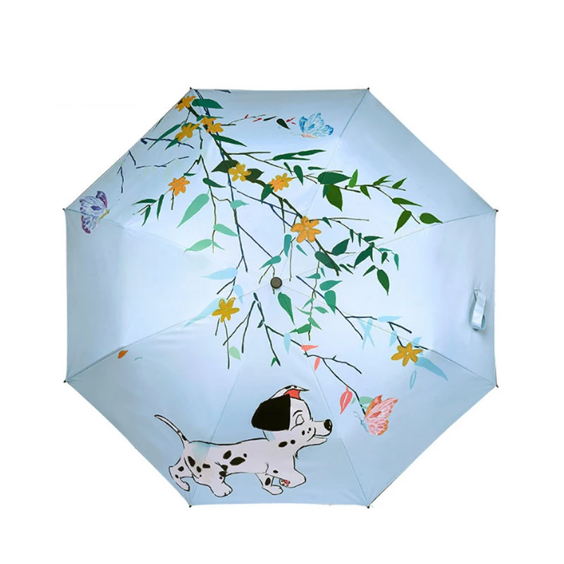 

Cute Dog Cartoon Illustration Three Folding Umbrella Wind Resistant Frame For Women