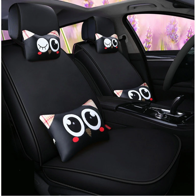 

pu leather cartoon car seat cover auto seats covers for Skoda fabia octavia laura rapid skoda superb kodiaq yeti ssuv roonster