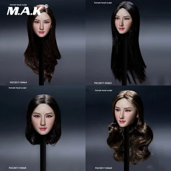 

HS46 1/6 Scale Asian Beauty Female Head Sculpt Carving Planted Hair Suntan Color Model for 12'' Action Figure Body Accessory