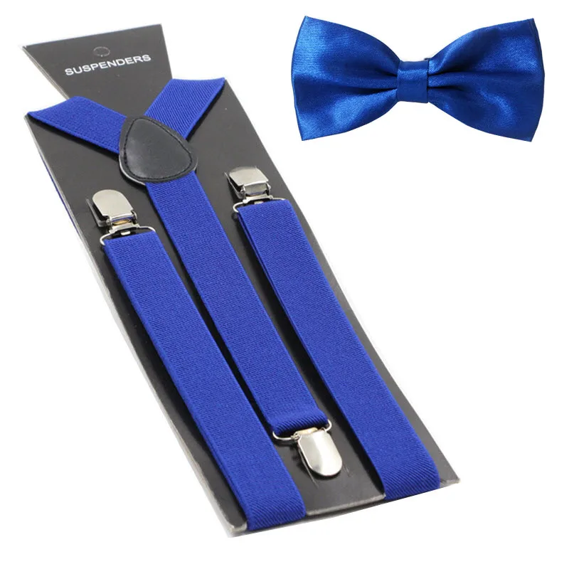 Мужские галстуки-бабочки с подтяжками женские подтяжки галстук-бабочка Y-back подтяжки регулируемые эластичные подтяжки для джинсов брюки - Цвет: 14 royal blue