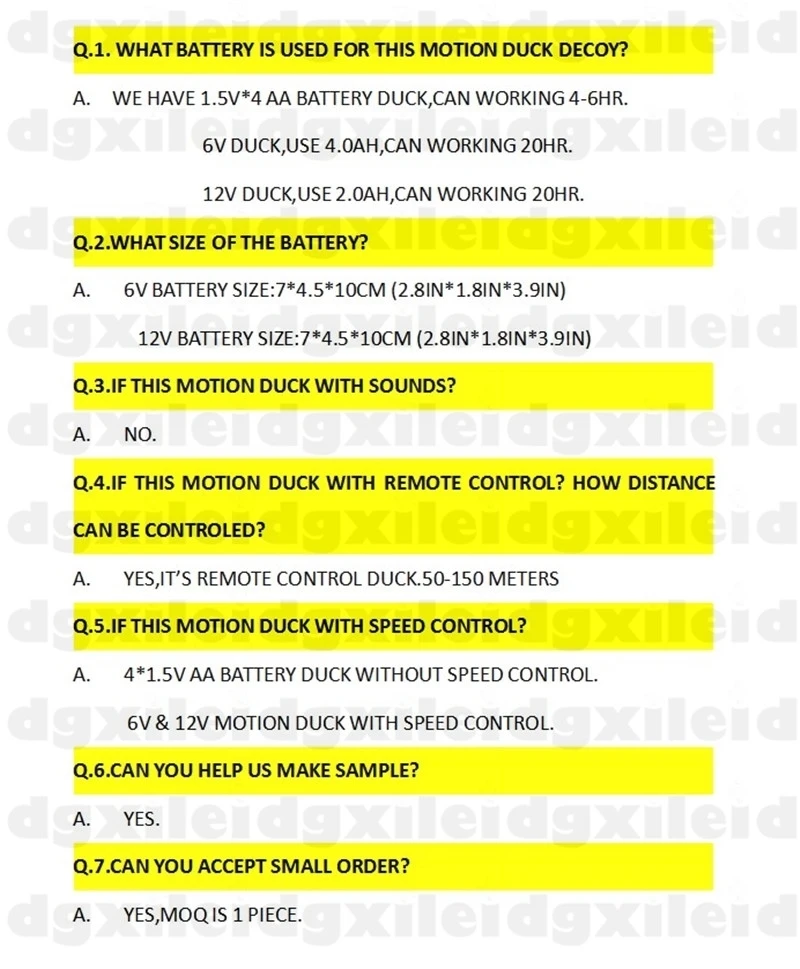 MOTION DUCK DECOY FAQ