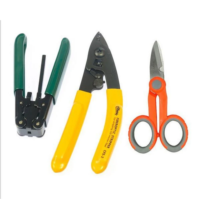 

FTTH fiber optic tool kit stripping + double hole fiber pliers stripper Tool+Scissors(3 packs)