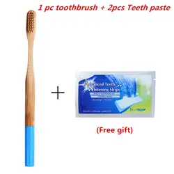 1 шт. синий мягкой щетиной зубные щетки из натурального бамбука, круглая ручка Toothbrus уход за зубами Бесплатная для 2 шт. зубная паста escova де