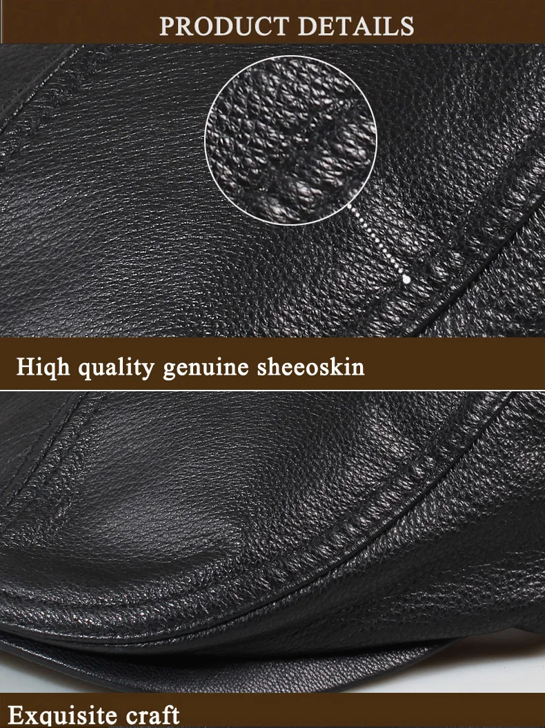 mens black beret Winter Unisex Genuine Leather Duckbill Boina Thin Berets Hats For Men/Women Leisure Black/Brown 54-61cm Fitted Cabbie Bonnet black beret hat mens