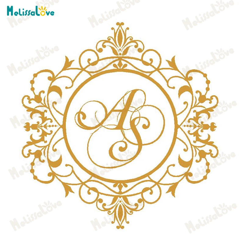 

Creative Personalized Initial Wedding Design Stickers Circle Floor Decoration Vinyl Dance Decal Removable Wedding Sticker SE006