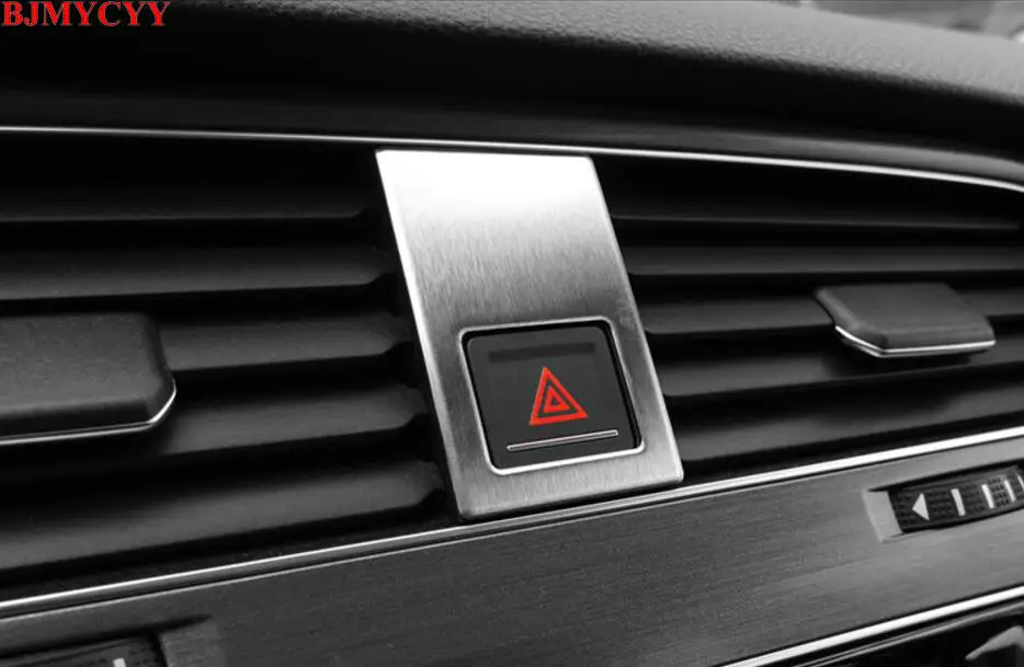 

BJMYCYY 1Pc Stainless Steel Car Interior Double Flash Light Emergency Light Button Frame Cover Trim Fits For VW Golf 7 2014 2015