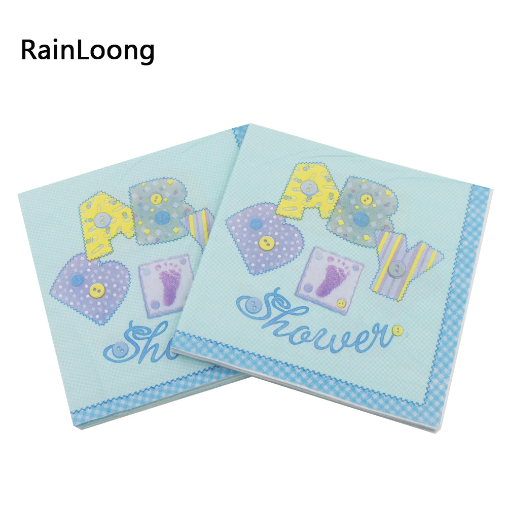 [Rainloong] Baby Shower Бумага салфетка для мальчика и девочки, Пол раскрыть вечерние ткани украшение для салфеток салфетки 33*33 см 1 упак./лот