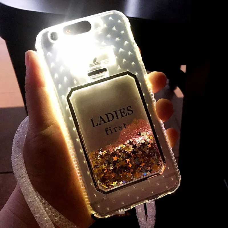 Hot Girl Pink Glitter Bling Perfume Bottle Dynamic Liquid Quicksand Phone Cases For Iphone 8 8plus