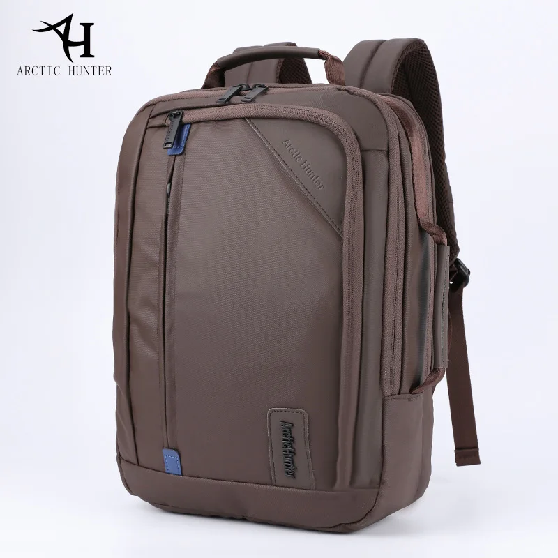 ARCTIC HUNTER, Водонепроницаемый Школьный рюкзак, сумка для колледжа, простой дизайн, мужской повседневный рюкзак, ткань Оксфорд, для путешествий - Цвет: Коричневый