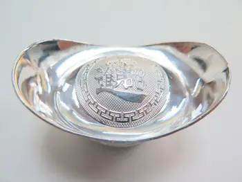 

New Pure 990 Sterling Silver Bless Word Lucky Shoe-shaped Silver Ingot Pendant