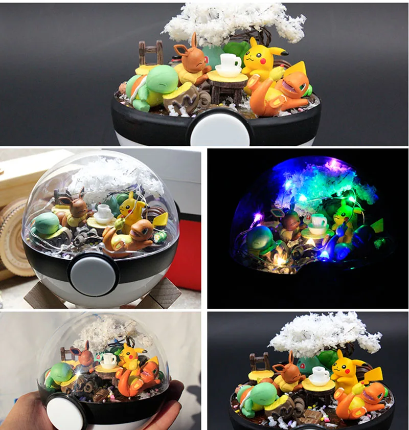 PokeBall Monster Pet pokebolas Pikachu Eevee Bulbasaur Charizard Squirtle DIY светодиодный фигурка на день рождения, рождественские игрушки для подарка