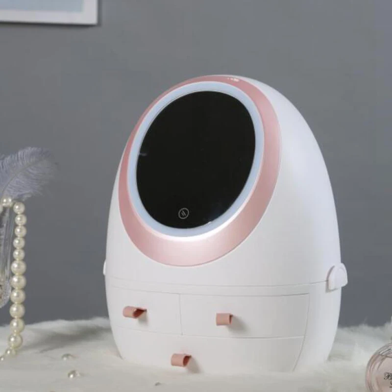 Цена USB Перезаряжаемый органайзер для косметики, коробка для хранения косметики, портативный контейнер для ювелирных изделий, пыленепроницаемы...