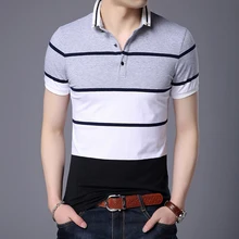 Новинка, модные брендовые летние рубашки поло для мужчин, в полоску, для мальчиков, облегающие, с коротким рукавом, из мерсеризованного хлопка, поло, повседневная мужская одежда