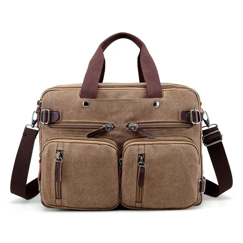 

2017 New Fashion Multifunctional Men's Canvas Laptop Handbags Single Shoulder Wear Resistant Large Capacity Computer Bags