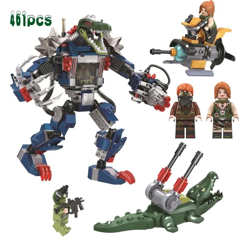 Военная серия биохимическая война мутант крокодил Робот Мех войны мини солдат фигурки строительные блоки игрушки для детей Подарки