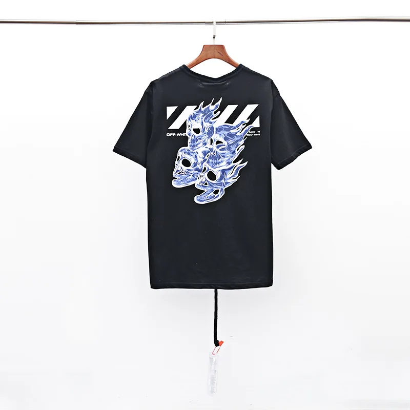 

OFF-WHITE Summer New Short Sleeve Flame Taro Print T-Shirt Cotton