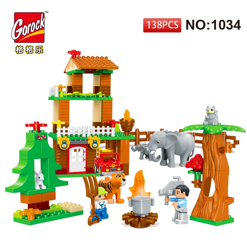 

GOROCK Jungle Animals Large Size Building Blocks DIY Enlighten Bricks Compatible LegoIN Duploe Figures Toys for Kids Babys Gifts