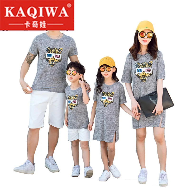 

Parent-child Summer Clothing 2019 Spring Clothing Short-sleeved Mother-daughter Dress Family Clothing Four Parents and Children