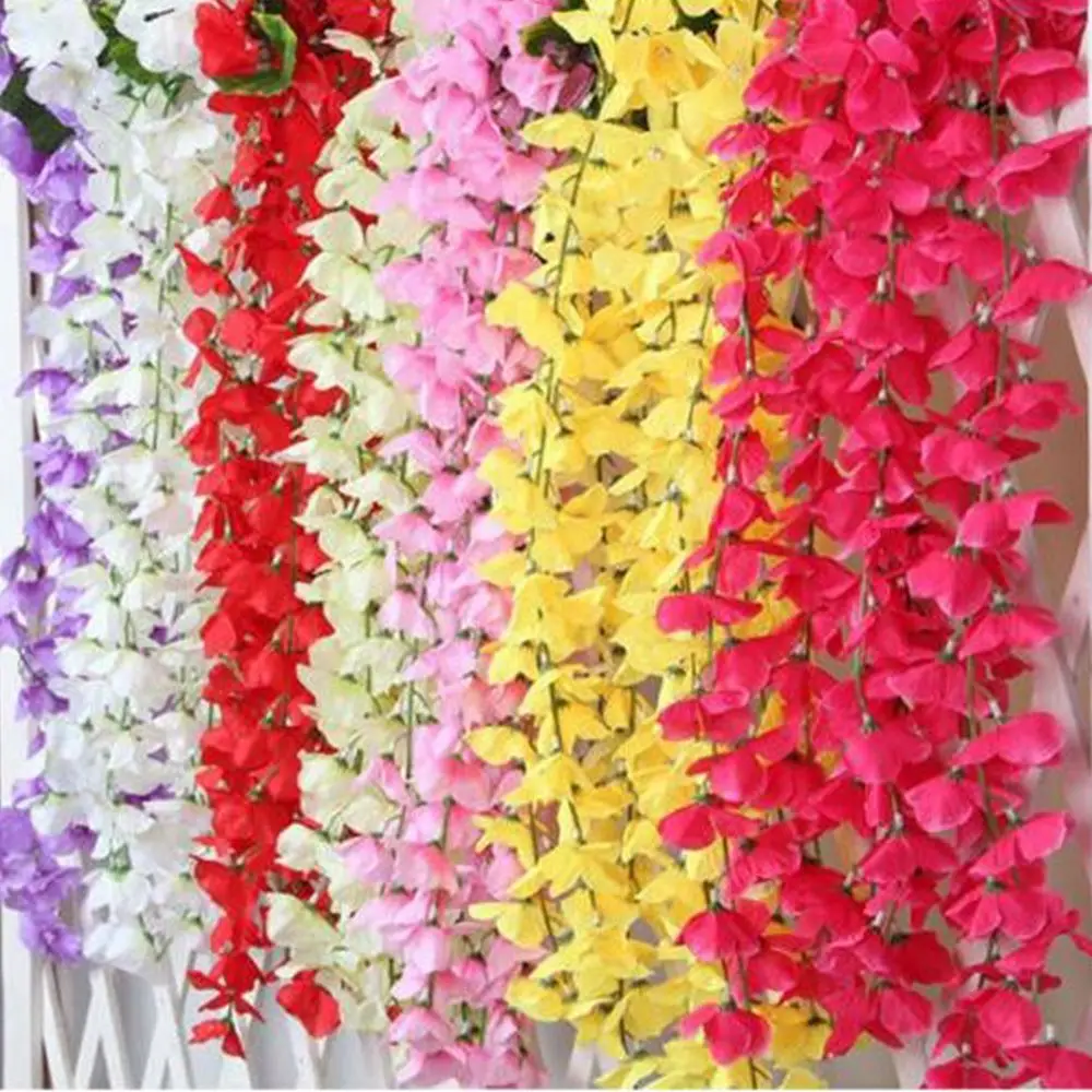 2pcs Artificial Fake Flowers Silk Ivy Vine Hanging Flowers Garland Home