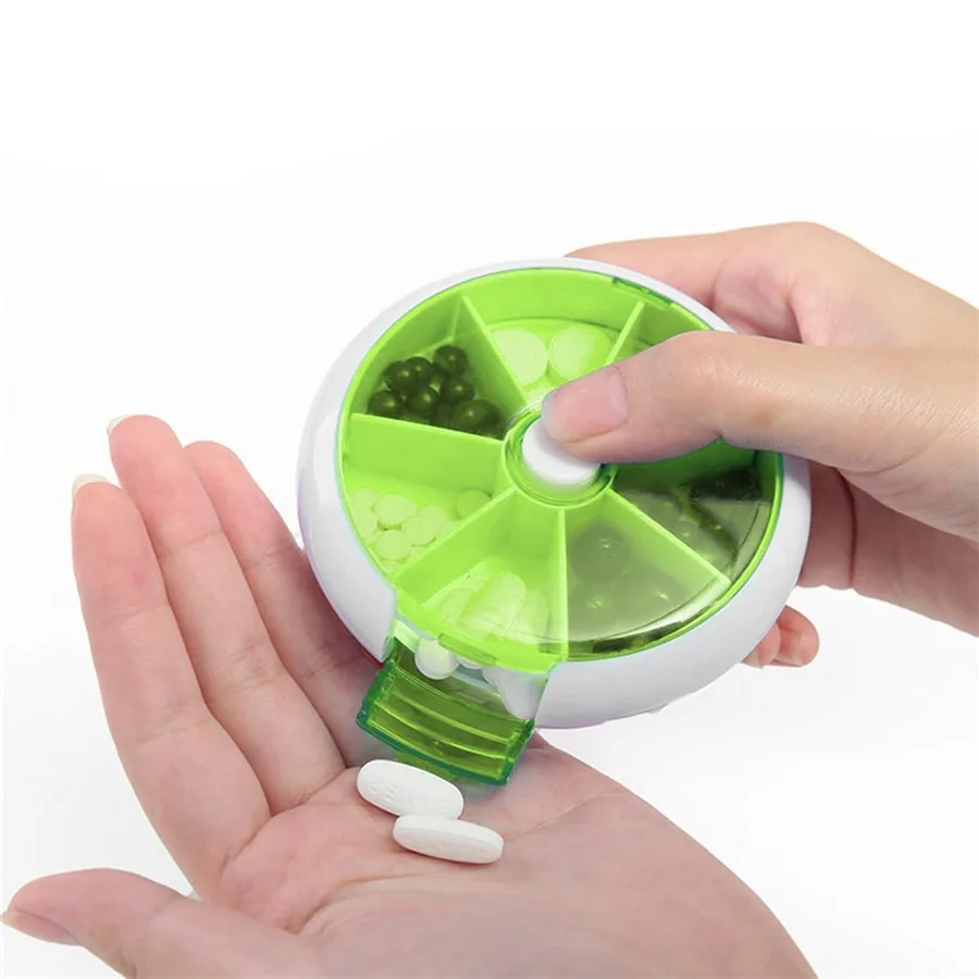 Weekly Automatic Rotary Round Shape Medicine Pill Box Travel Medicine Container Holder Tablet