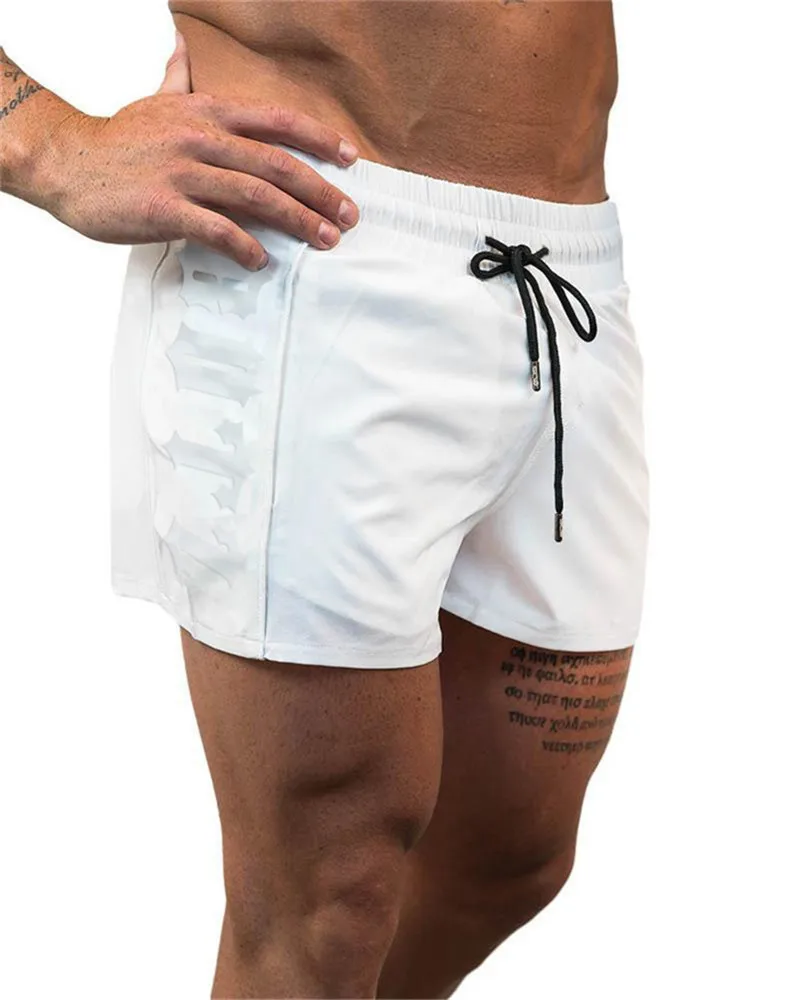 Летние Новые мужские тренировочные брюки спортивные залы тренировка сжимающая быстросохнущая полиэфирная ткань Белые Повседневные