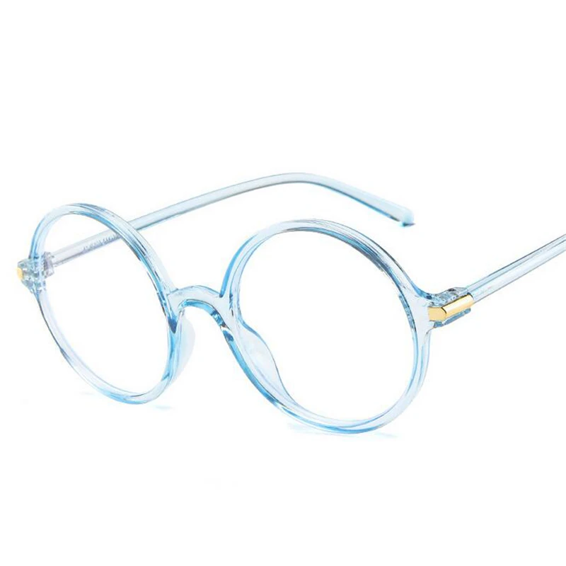 Круглая оправа для очков для женщин и мужчин, Простые художественные декоративные прозрачные очки, прозрачная розовая/серая/черная/синяя оправа - Цвет оправы: Transparent Blue