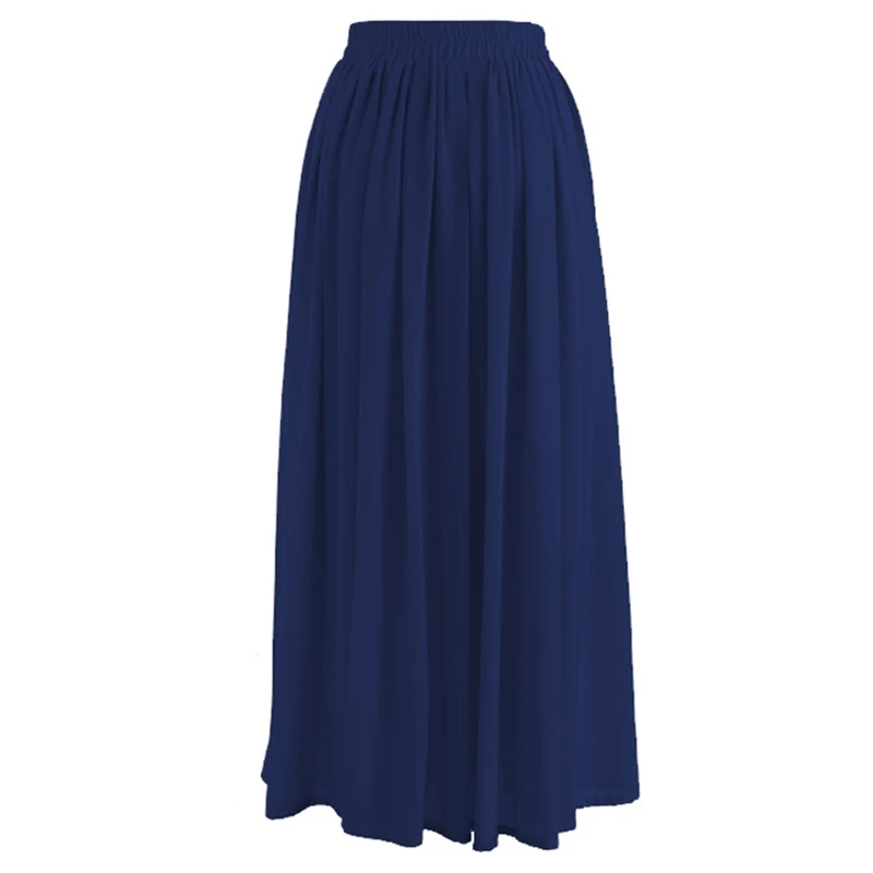 Размера плюс Faldas Mujer Moda Лето Бохо абайя мусульманская длинная шифоновая плиссированная макси юбка с высокой талией женские юбки - Цвет: Dark Blue