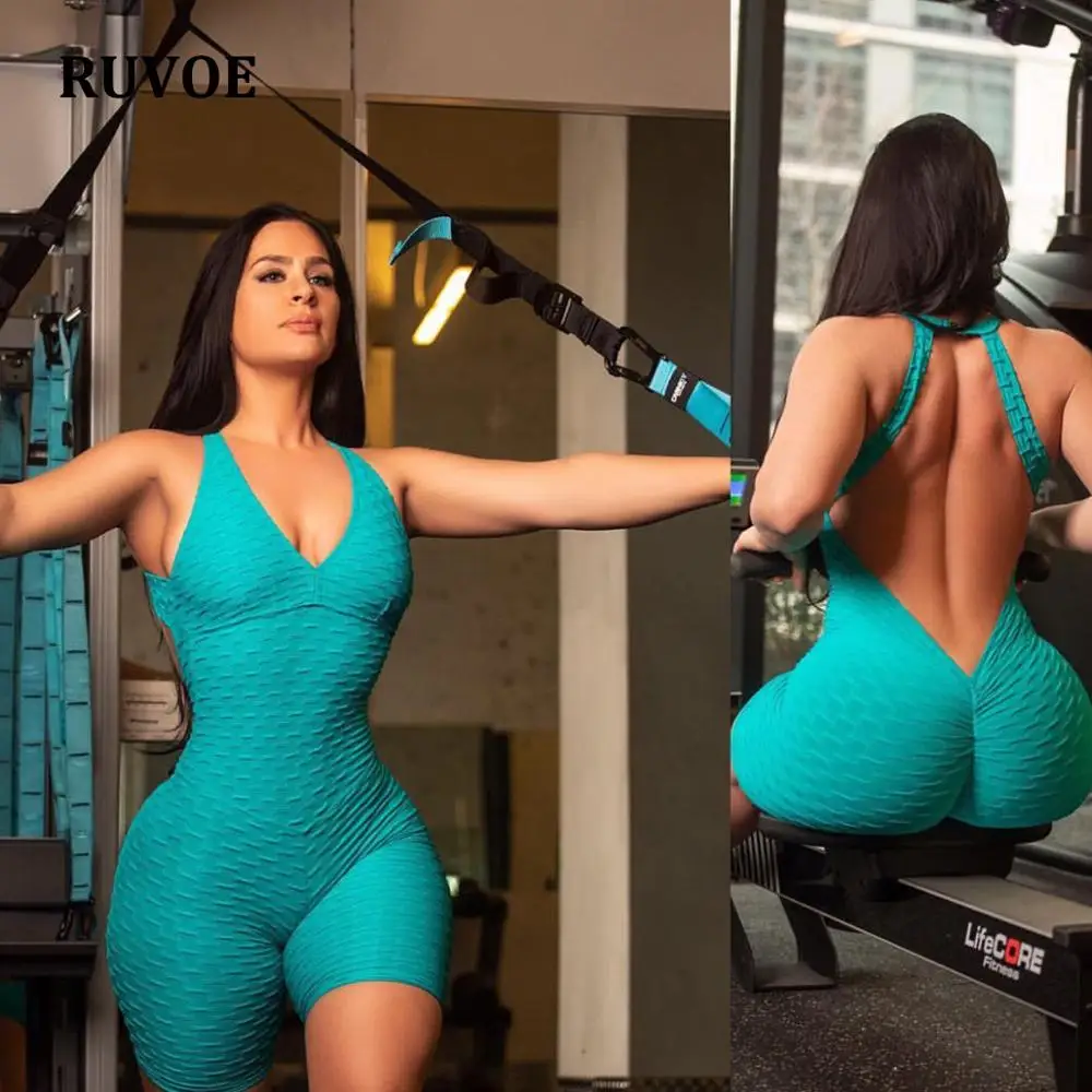

6 Colors Sexy Set Gym Playsuit Clothes Slim Exercise Sport Top Running Sportswear High-rise Hip Pants Soft Jumpsuit