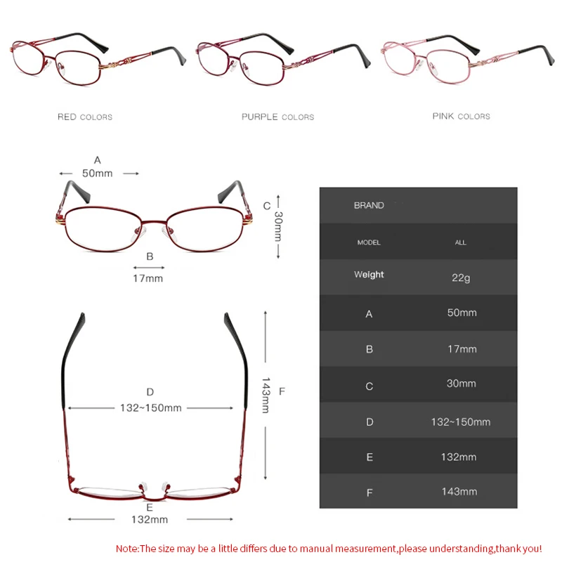 Женские модные очки для чтения, металлическая полная оправа, очки для дальнозоркости, очки для дальнозоркости пожилых людей, диоптрий+ 1,0+ 1,5+ 3,0, gafas 580