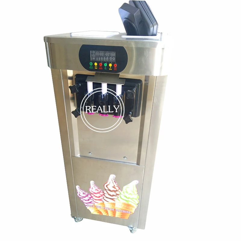

High efficiency 20L soft ice cream machine air cooling vertical 3 flavors soft serve ice cream maker