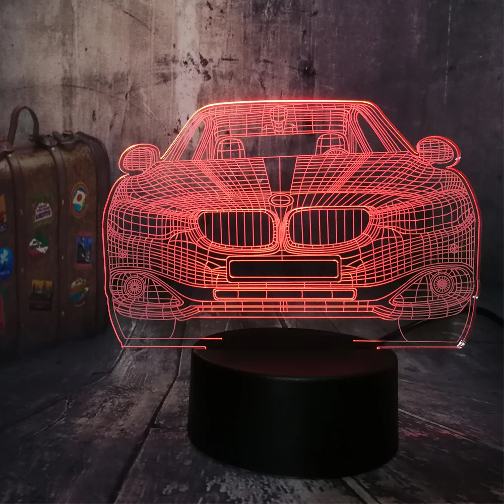 Новый крутой 3D автомобильный Ночник светильник светодиодный USB настольная лампа