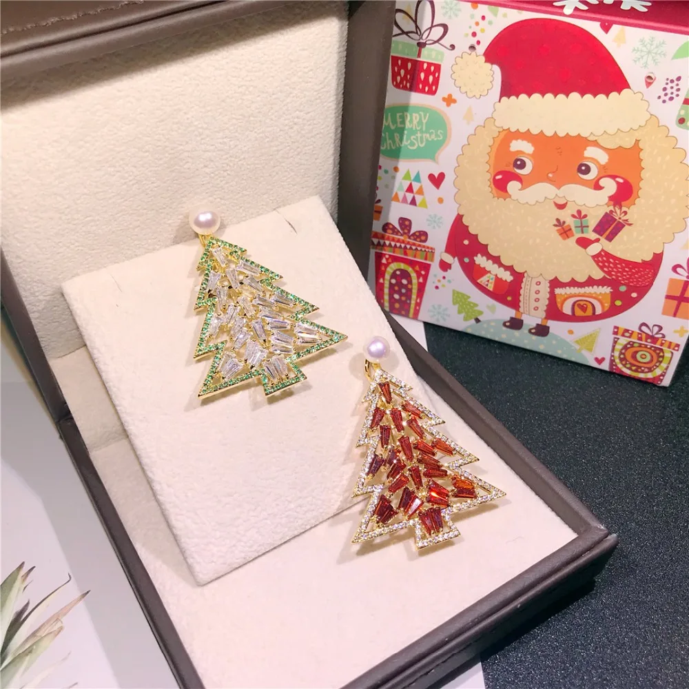 

Bohemian Crystal Rhinestone Star Pearl Christmas Tree Brooches Pins For Women Broche Sweater Accessories Birthday Gift