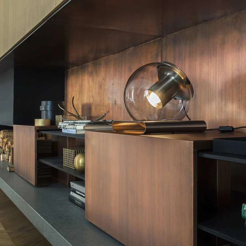 Креативный современный минималистичный металлический стеклянный шар для гостиной, для кабинета, модель для спальни, украшение для кабинета, настольная лампа