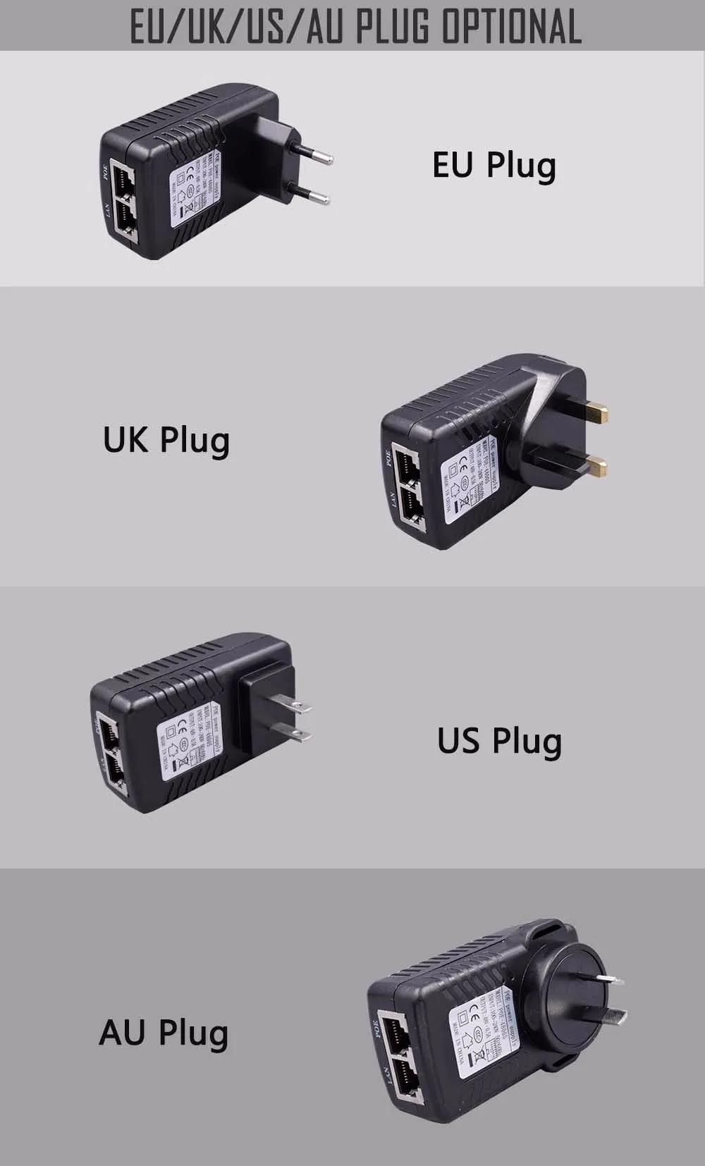 DC48V 0.5A POE инжектор сплитер для видеонаблюдения ip-камера сети POE коммутатор Ethernet POE адаптер EU/UK/US/AU дополнительно