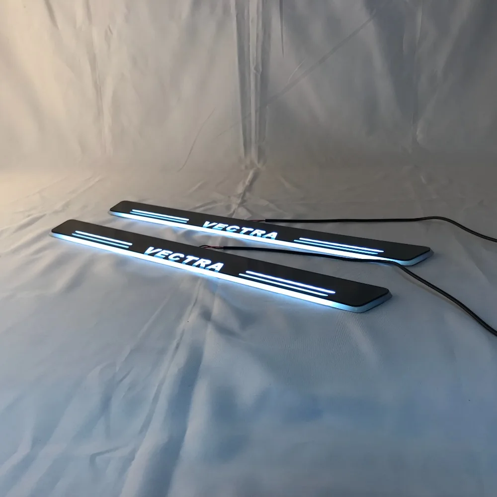 RQXR led движущиеся двери потертости для Opel vectra c динамический порог пластина плоский накладной поток/натюрморт свет, 2 шт
