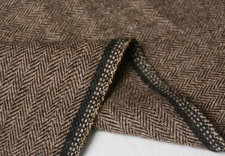 2018 Dark Brown tweed blazer men Wool Herringbone British style custom made Mens suit slim fit Blazer wedding suits for men 2