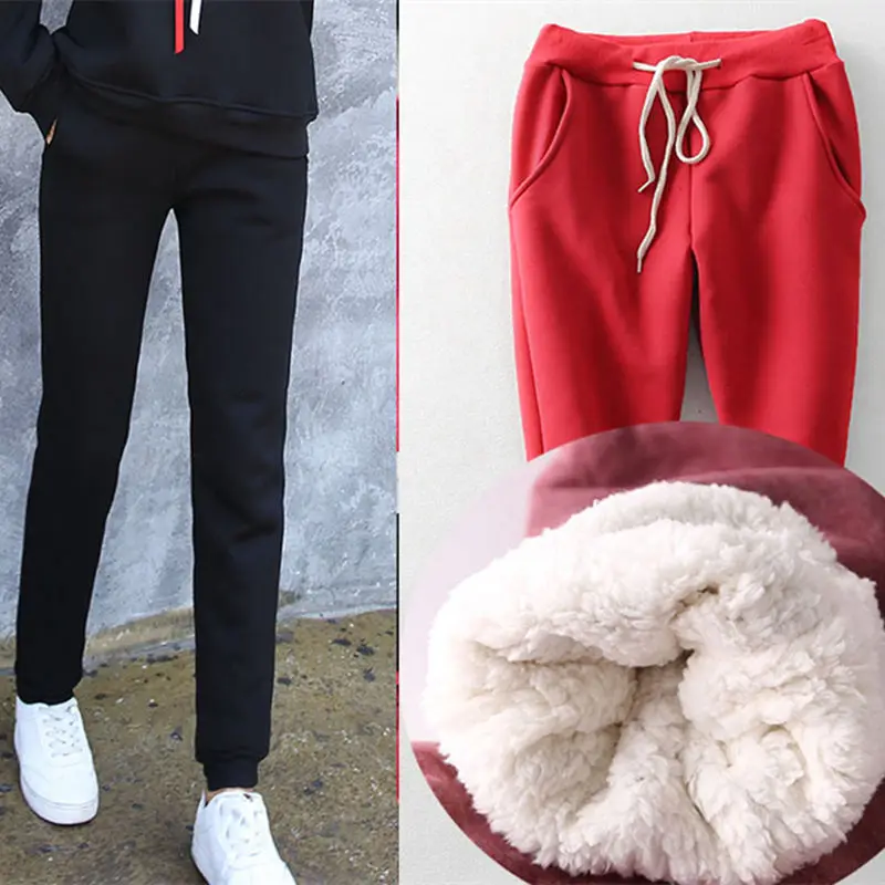 

Winter Lambswool Thick Women Trousers Plus Cashmere Loose Pants Harem Pants Plus Size S-4XL Warm Cotton Trousers Female MZ2020