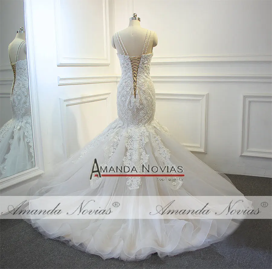 Потрясающее Свадебное платье русалки, блестящее платье с бусинами