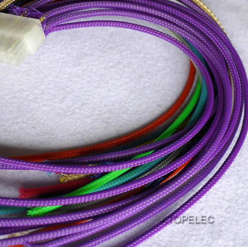 2 м 3 мм в ширину 1/" плотная плетеная ПЭТ расширяемая оплетка Кабель Оболочка черный/красный/оранжевый/желтый/зеленый/синий/серый/белый/прозрачный - Цвет: Фиолетовый