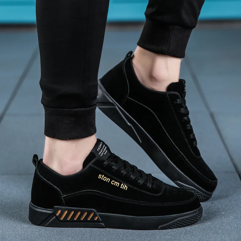 

2019 new casual men's shoes youth trend shallow mouth Men's sneakers students solid color front strap wild casual shoes