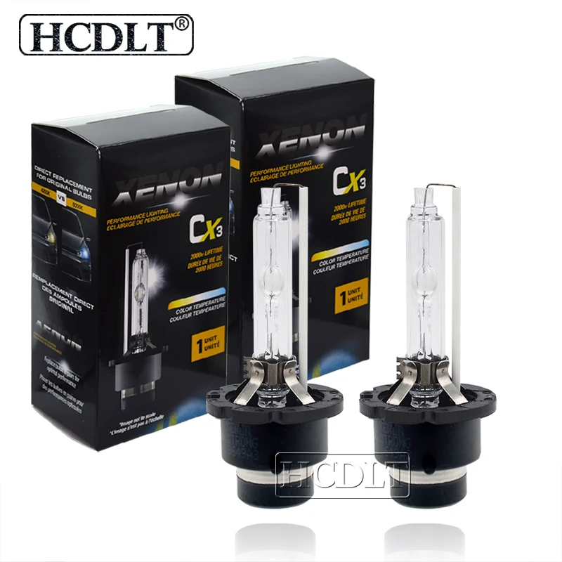 Hcdlt 2 шт. D2S ксенон 55Вт HID лампы 3000 K 4300 K 5000 K 6000 K 8000 K D4S Автомобильные фары 35 Вт ксенон D2R D4R Авто запасная фара