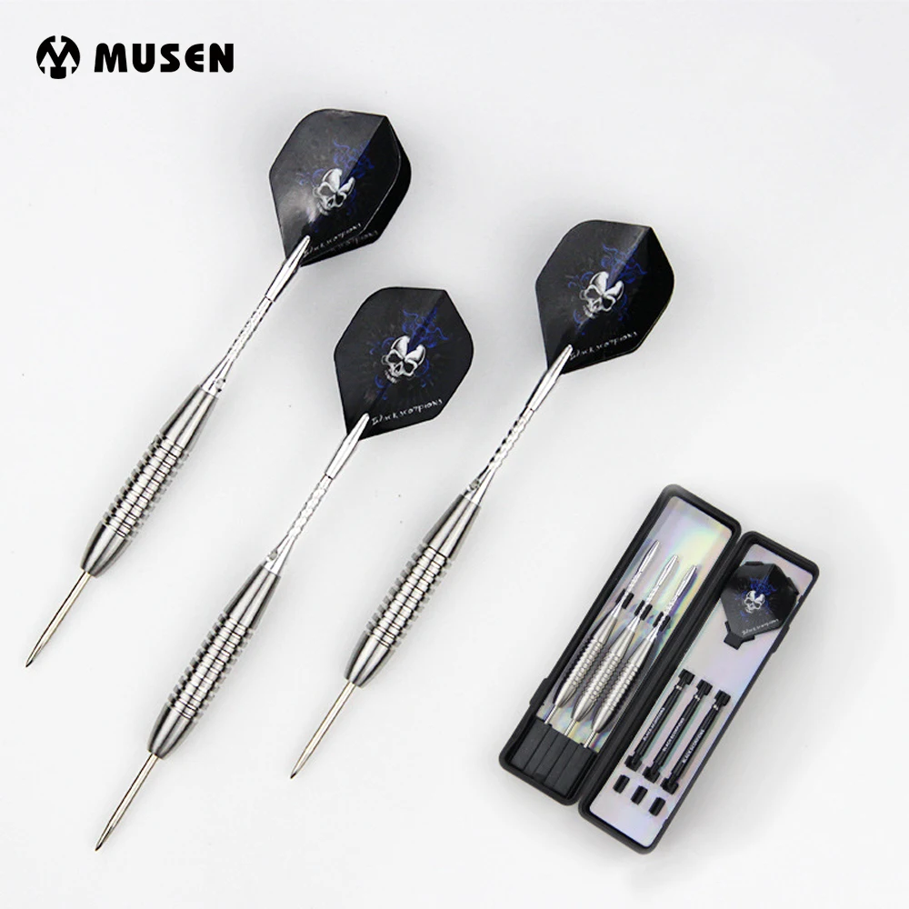 

3pcs 24g Silver Stainless Steel Tip and Aluminum Shaft Darts with Black Skeleton Skull Dart Flight