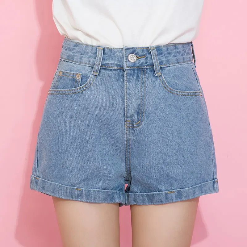 Sueltos de Cintura Alta Denim Jeans Shorts Verano de Las Mujeres 2017 de La  Moda mujer Pantalones Cortos de La Calle Playa de Bolsillo de Las Señoras  de Pierna Ancha Caliente Corta