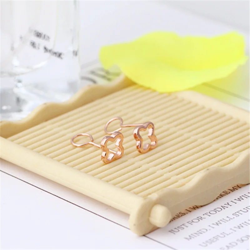 

Fashion classic charm Four-leaf clover Lucky flower Sterling Silver Rose Gold Woman Wedding Engagement Stud s990 Earrings gifts