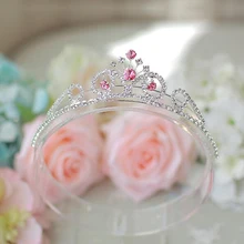 Горный хрусталь, розовый цветок корона тиара для кристалл для девушки вечерние Jewelry аксессуары для волос