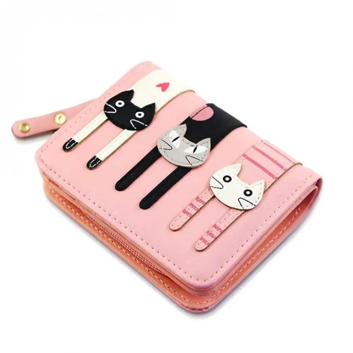 Новый Для женщин мини кошелек прекрасный бумажник с кошками держатель для карт кошелек на молнии несколько карт держатель для девочек BS88