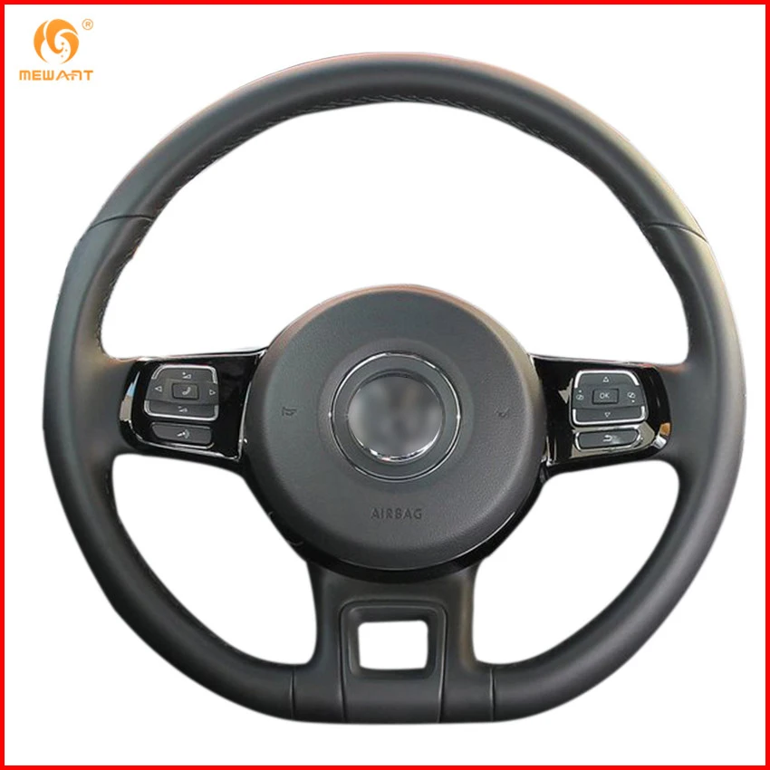 

MEWANT Black Artificial Leather Car Steering Wheel Cover for Volkswagen VW Beetle 2012-2016 Up 2013-2016 Interior Accessories