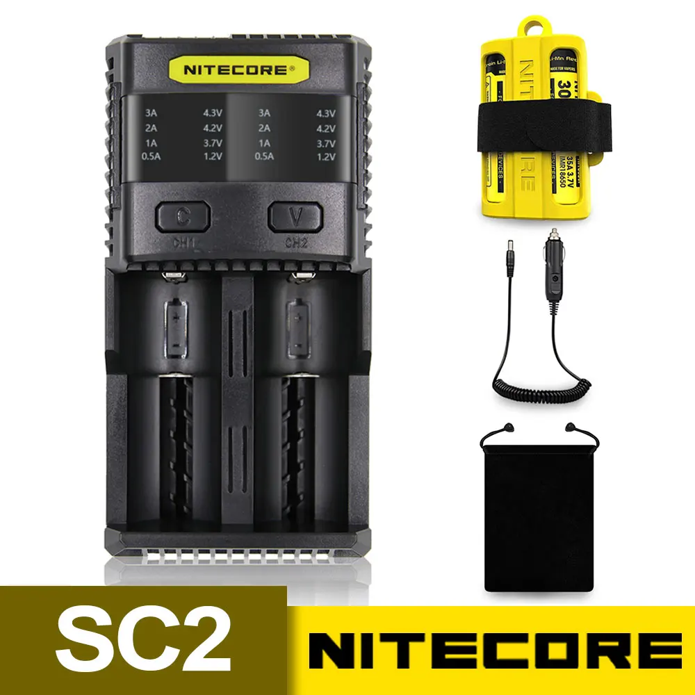 

NITECORE SC2 Charger Intelligent Battery Charger 3A For LiFePO4 Lithium Ion Ni-MH NiCd 18650 10340 10350 10440 10500 16340 AA