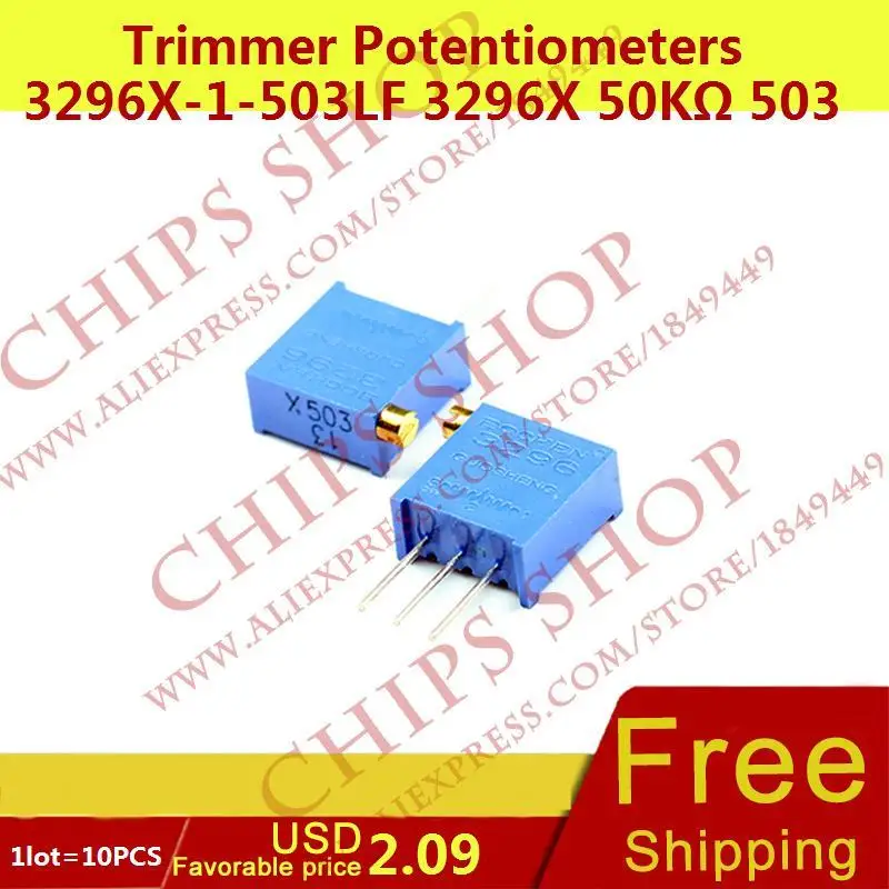 1LOT 10PCS Trimmer Potentiometers 3296X 1 503LF 3296X 50Kohm 503 50000ohm Series3296X variable resistor